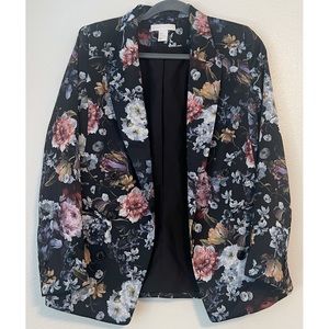 H&M Navy Blue Floral Blazer Size 4